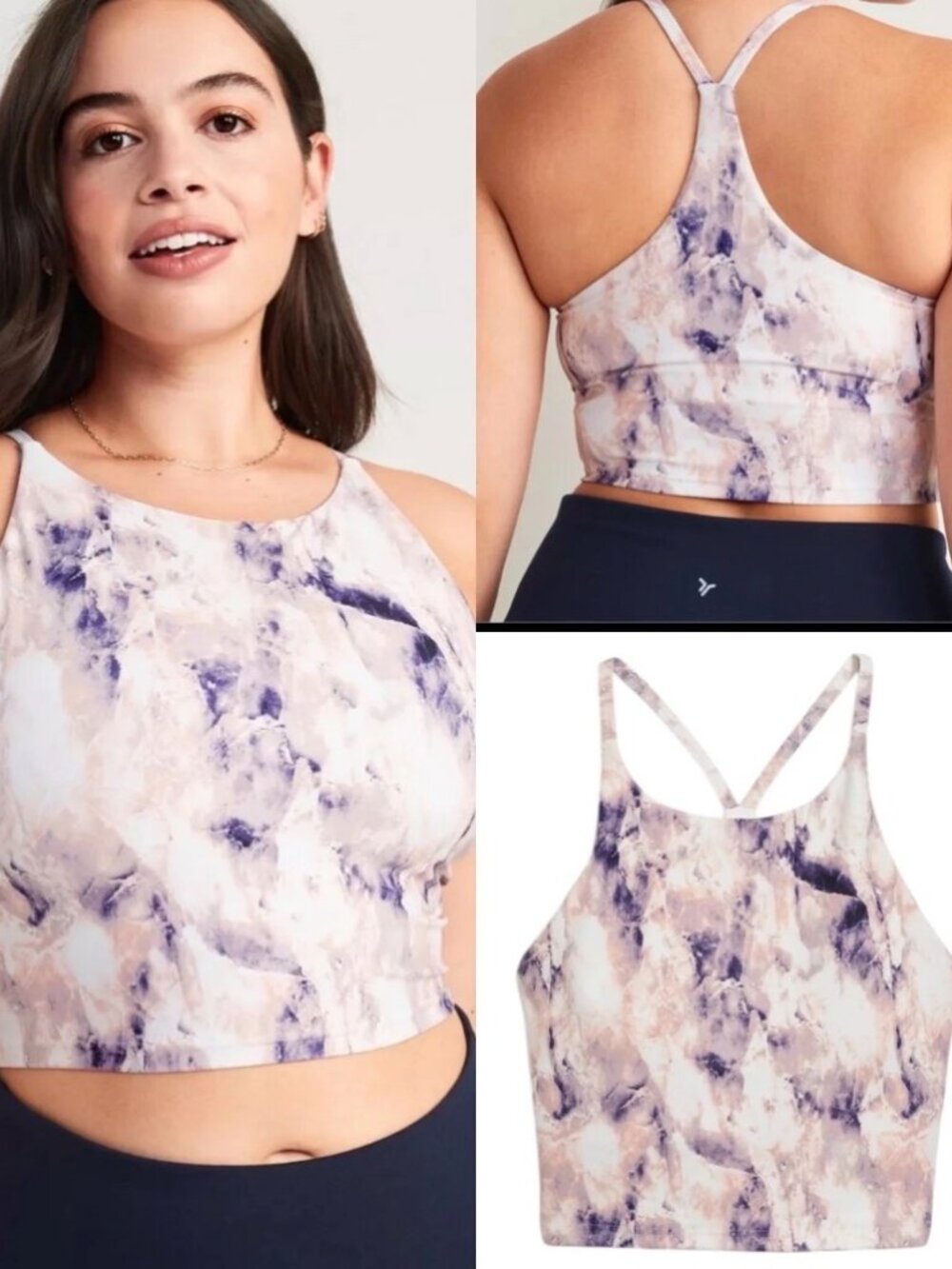 Old Navy Active Powersoft Top With Built In Sports Bra Light Support Padded Sz L
